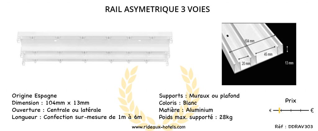 Rail asymétrique 3 voies