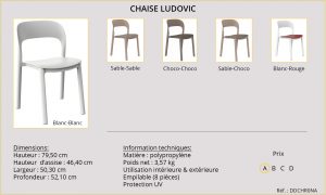Chaise assise siège fauteuil hôtel résidence professionnel Ludovic