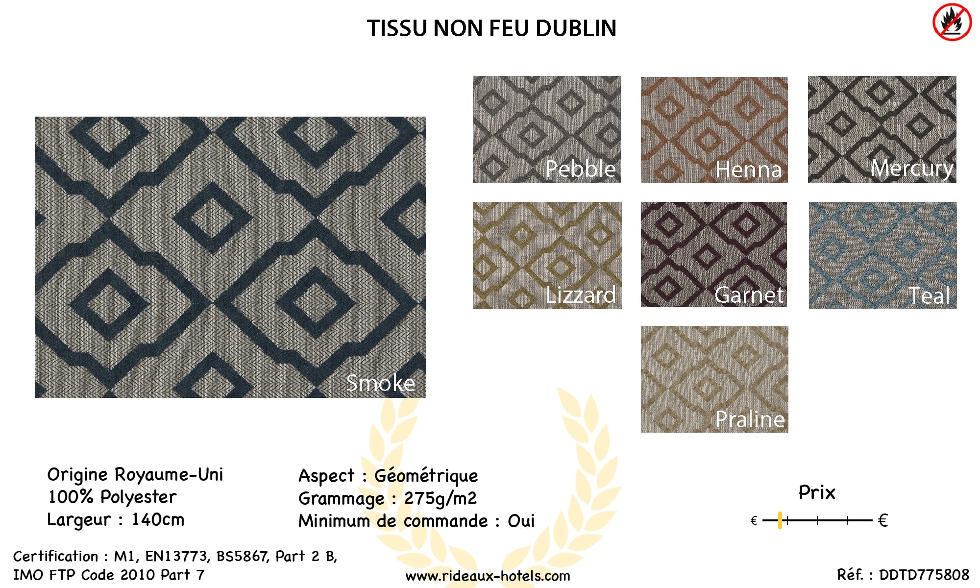 Tissu motif géométrique sur mesure haut de gamme Dublin