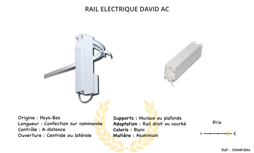 Rail motorisé droit ou courbé sur mesure ouverture centrale ou latérale pour rideaux ou stores David AC