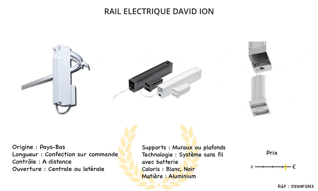 Rail motorisé droit ou courbé sur mesure ouverture centrale ou latérale pour rideaux ou stores David ION