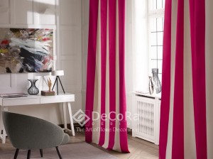 Beau rideaux 2 couleurs rose et blanc anti-feu ignifugé  